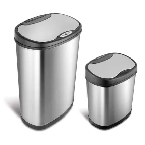 13.2 Gallon & 3.2 Gallon Dual Stainless Steel Motion Sensor Trash Cans (Used)