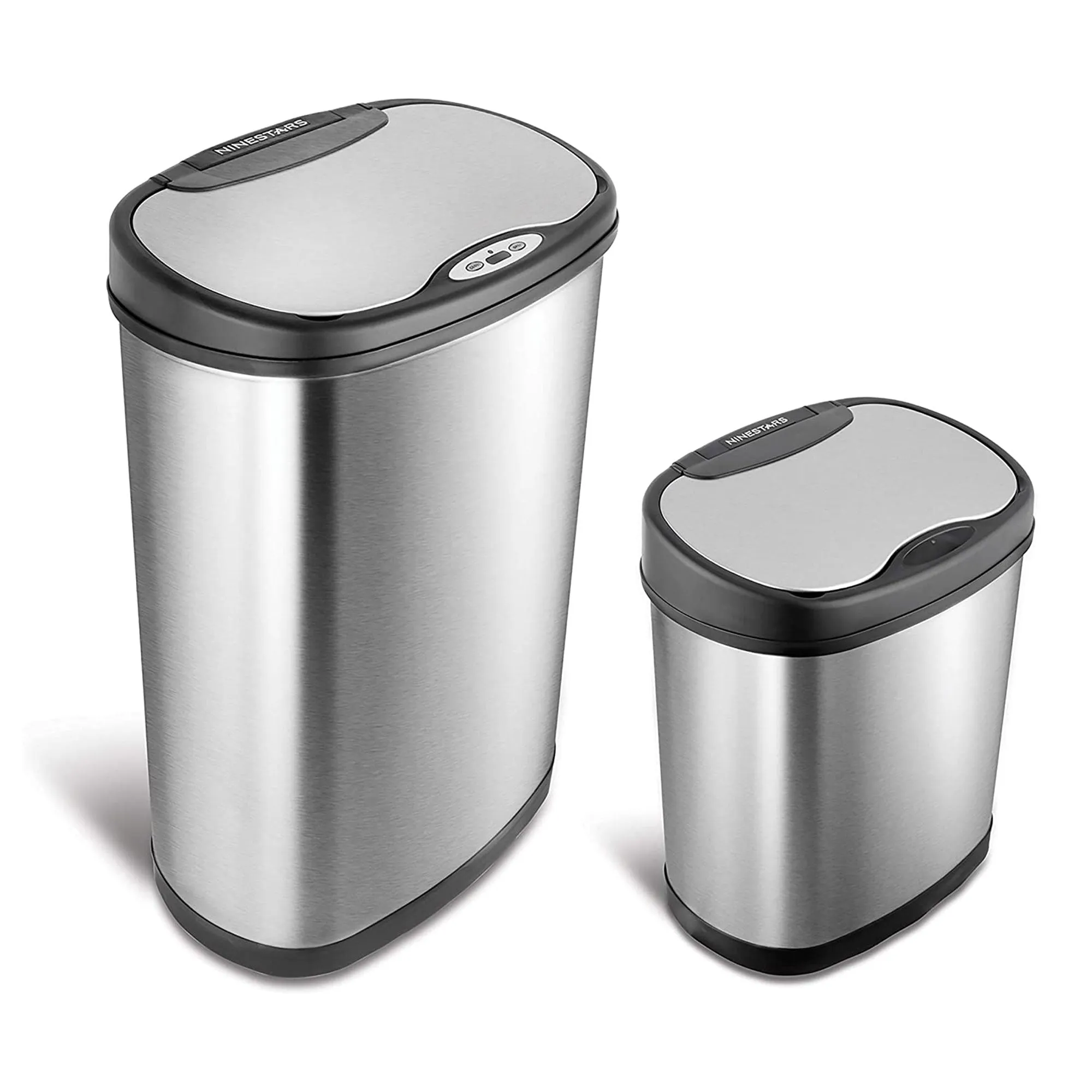 13.2 Gallon & 3.2 Gallon Dual Stainless Steel Motion Sensor Trash Cans (Used)