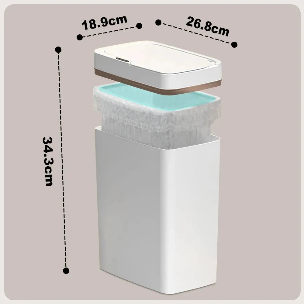 18L Smart Bathroom Trash Can Automatic Bagging Electronic Trash Can White Touchless Narrow Smart Sensor Garbage Bin Smart Home