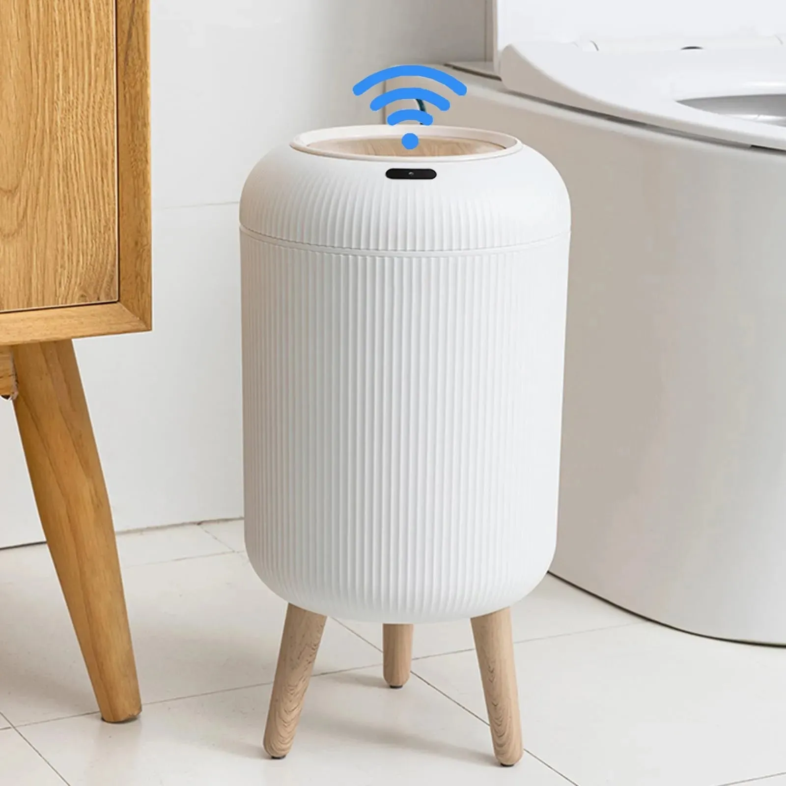 Automatic Trash Can with Lid,  Small Plastic Smart Trash Can, Motion Sensor Trash Can for Bedroom, Bathroom, Kitchen, Office