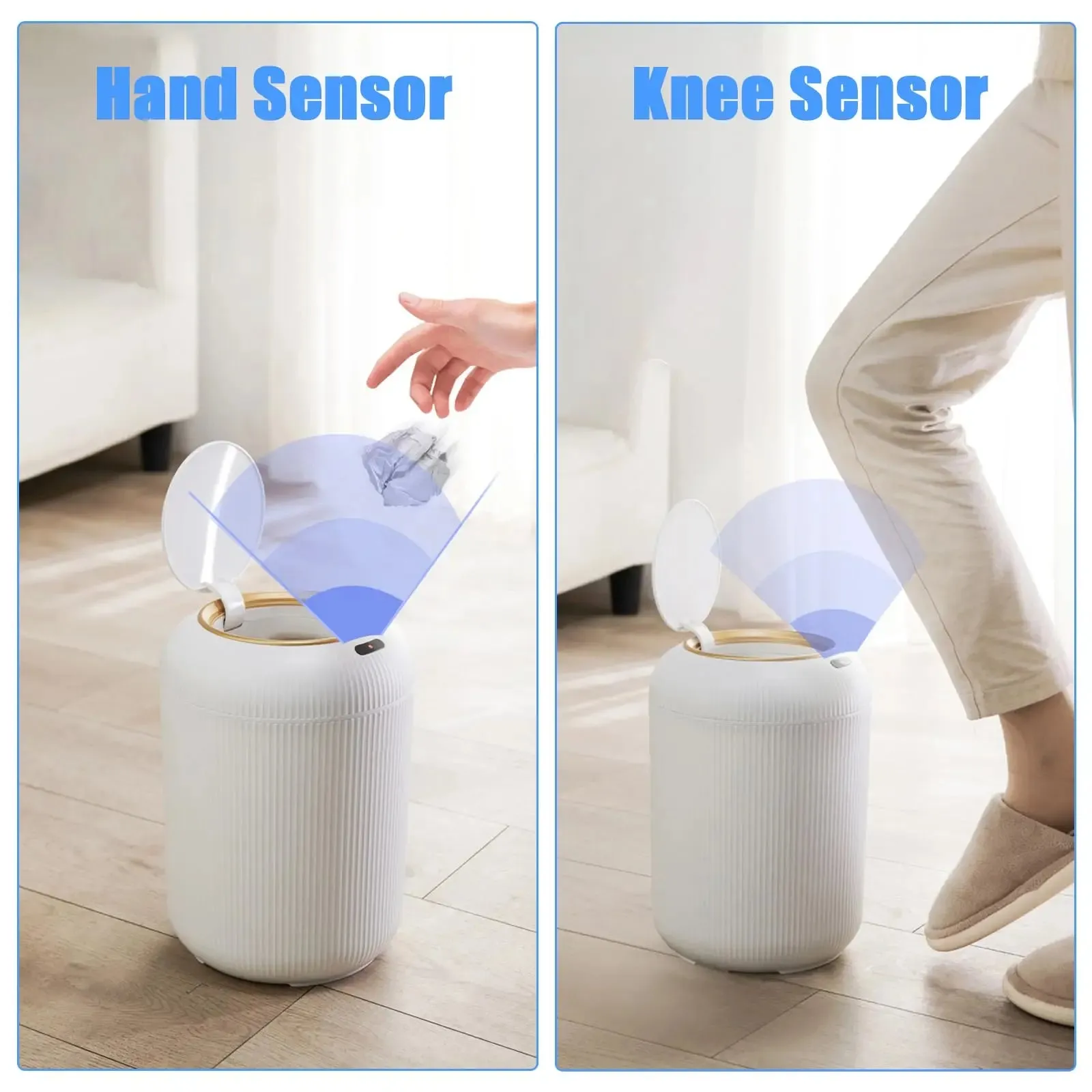 Automatic Trash Can with Lid,  Small Plastic Smart Trash Can, Motion Sensor Trash Can for Bedroom, Bathroom, Kitchen, Office