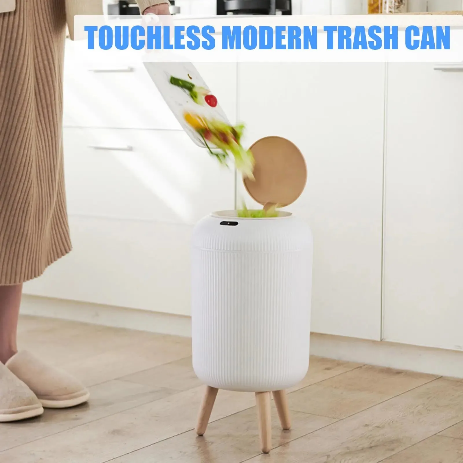 Automatic Trash Can with Lid,  Small Plastic Smart Trash Can, Motion Sensor Trash Can for Bedroom, Bathroom, Kitchen, Office