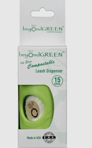 beyondGREEN Plant-Based Dog Waste Bag Holder - Comes with Sustainable Poop Bags