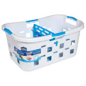 Clorox Plastic Laundry Baskets with Divider, 2-in-1 Sorter and Clothing Folding Board | Odor Protection & Comfort Grip Handles | 2-Bushel Hamper Storage, Wide - 74973276086