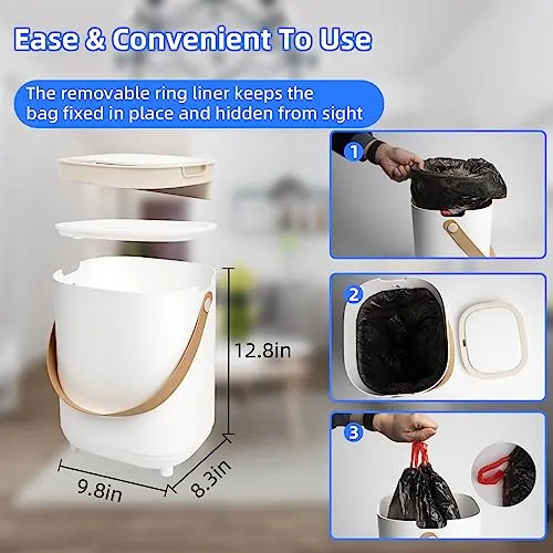 Cubo de basura inteligente sin contacto, sensor de movimiento de 4,2 galones, pequeño cubo de basura impermeable con tapa, cubo de basura eléctrico automático recargable con asa para baño, cocina, oficina, sala de estar, RV