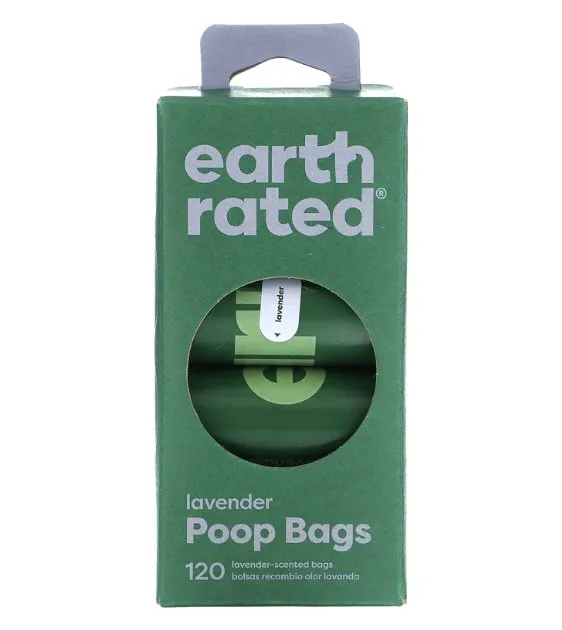 Earth Rated Eco-Friendly Poop Bag Refill for Dogs (120 Lavender Scented Bags, 8 Refill Rolls)