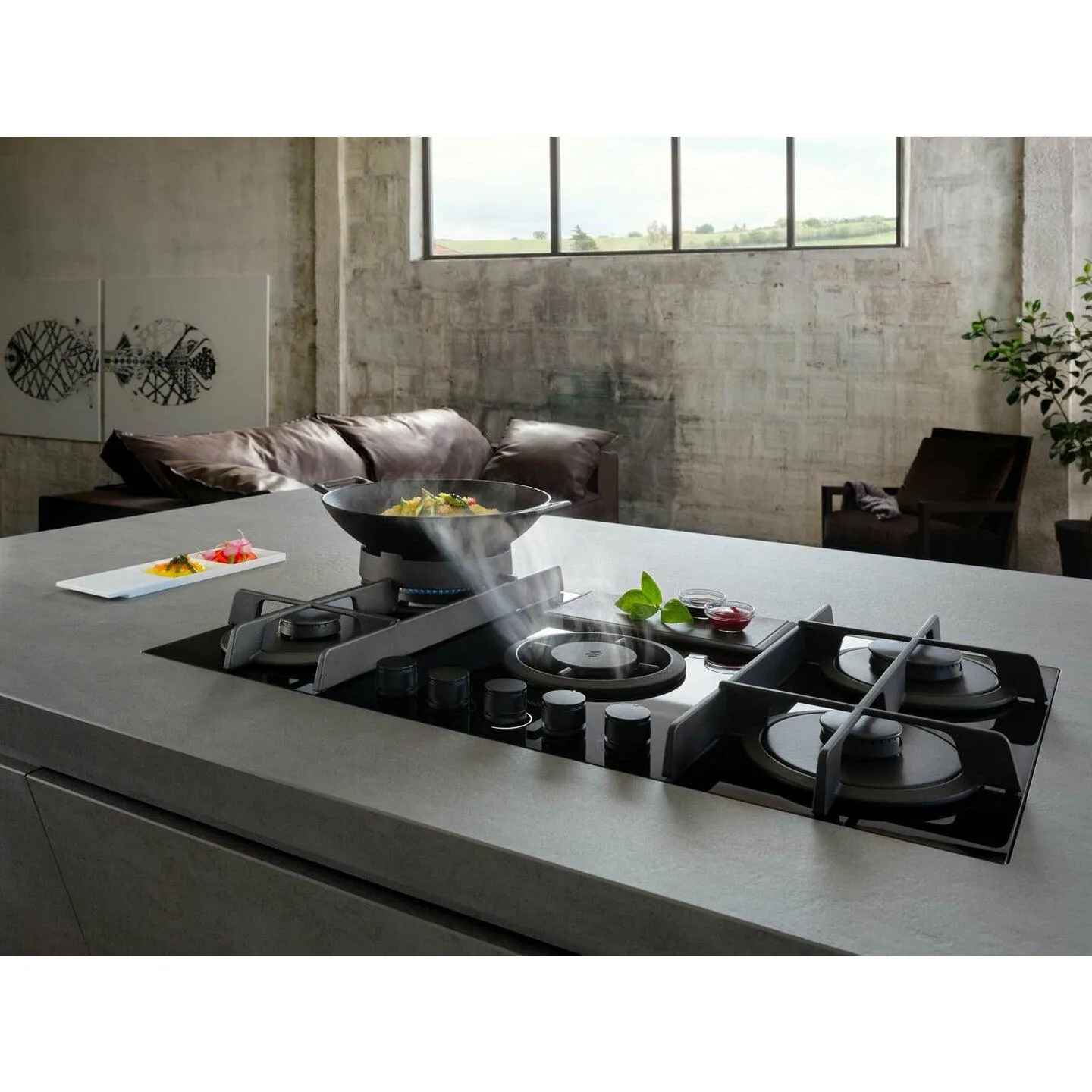 Elica NikolaTesla Flame 88CM Duct-out Vented Gas Hob - Black | NIKOFLAMEDUCTBL