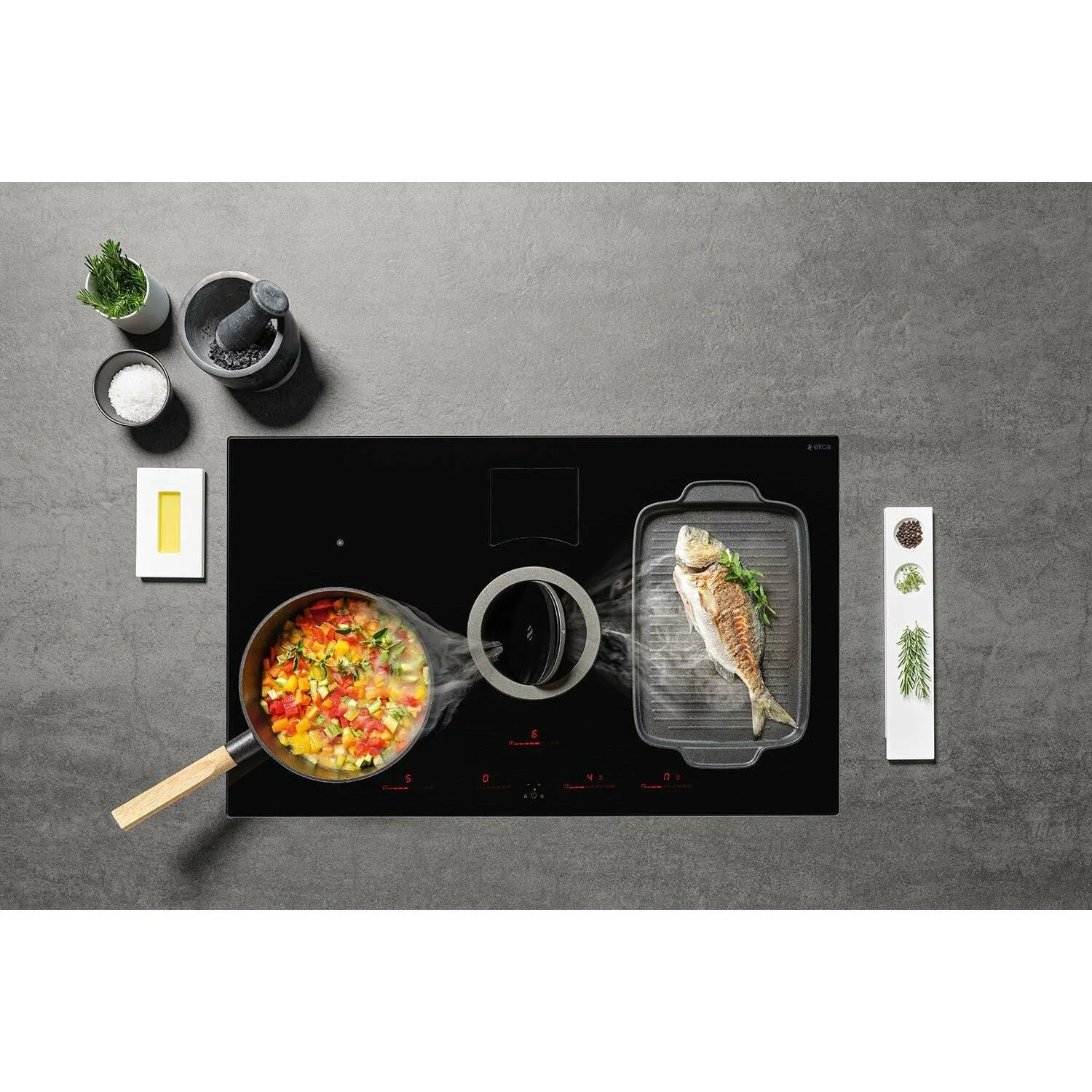 Elica NikolaTesla Switch 83CM Duct-out Induction Hob - Black | NIKOSWITCHDUCTBL