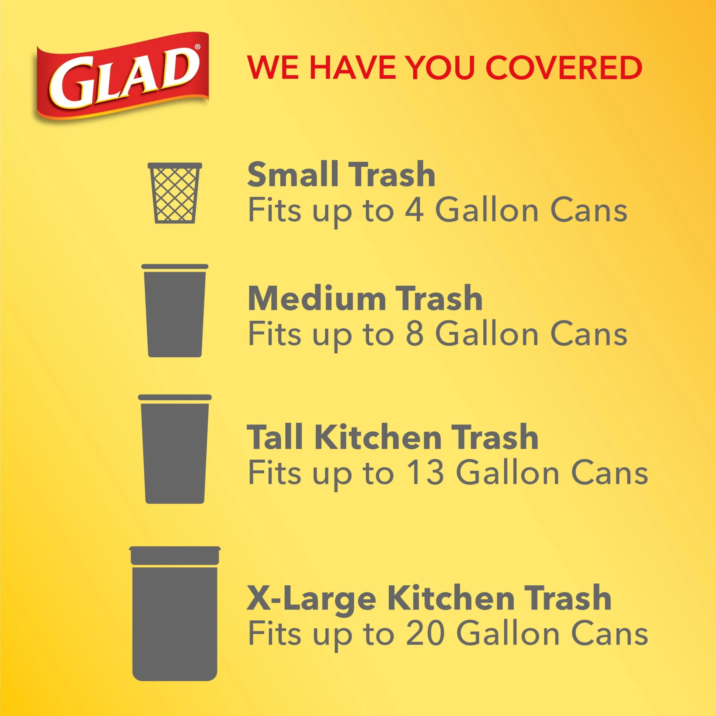 Glad 4 Gallon Small Quick Tie Trash Bags, Gain Original Scent, Febreze Freshness, 40 Bags