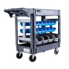 Heavy-Duty Utility Storage Bin Cart, 2 Shelves, 32 Bins - Baumr-AG