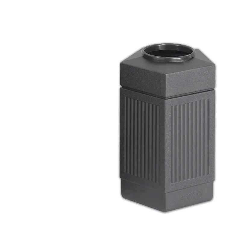 Indoor/Outdoor Open Top Pentagon Trash Can, Black