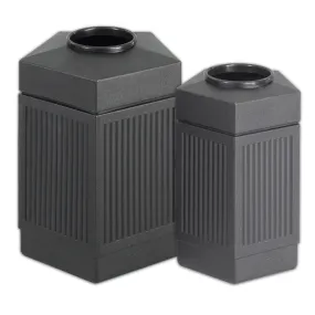 Indoor/Outdoor Open Top Pentagon Trash Can, Black