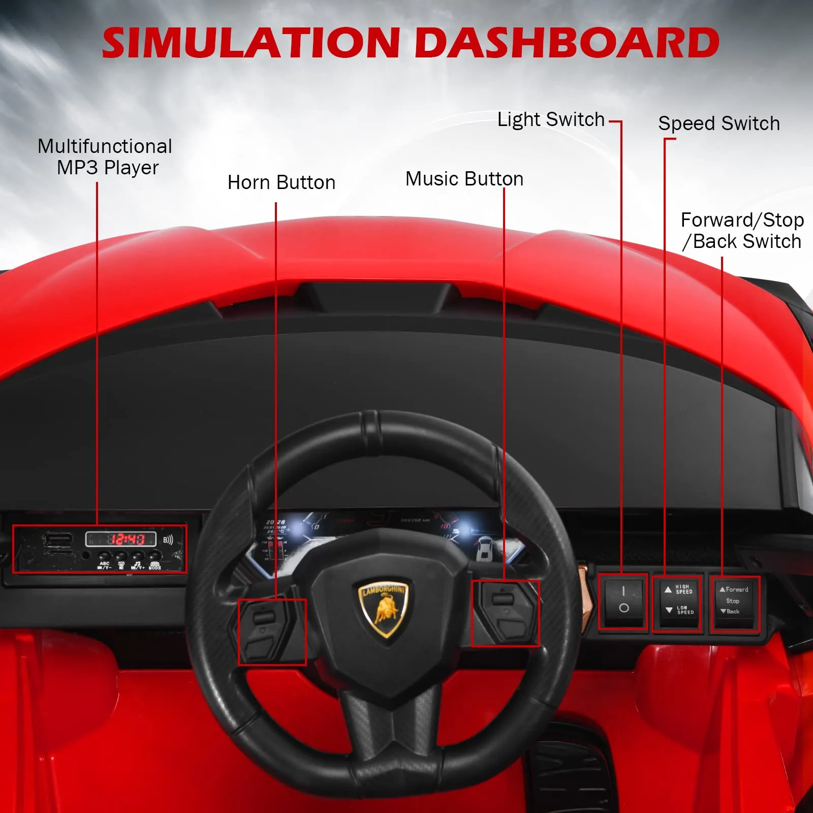 INFANS 12V Licensed Lamborghini Sian Kids Ride on Car with Parent Remote Control, Electric Toy Roadster for Toddler