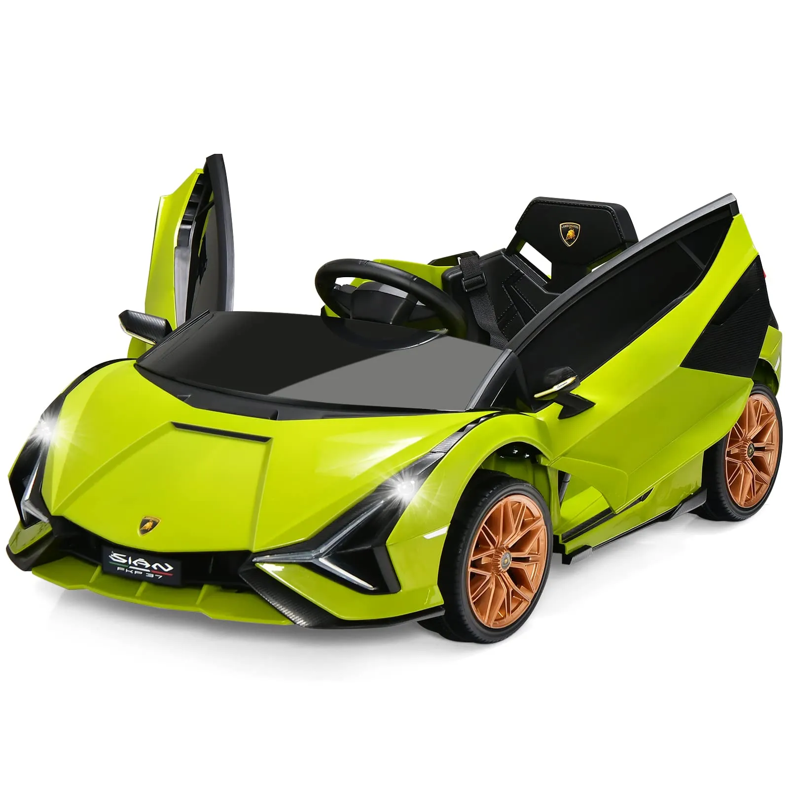 INFANS 12V Licensed Lamborghini Sian Kids Ride on Car with Parent Remote Control, Electric Toy Roadster for Toddler