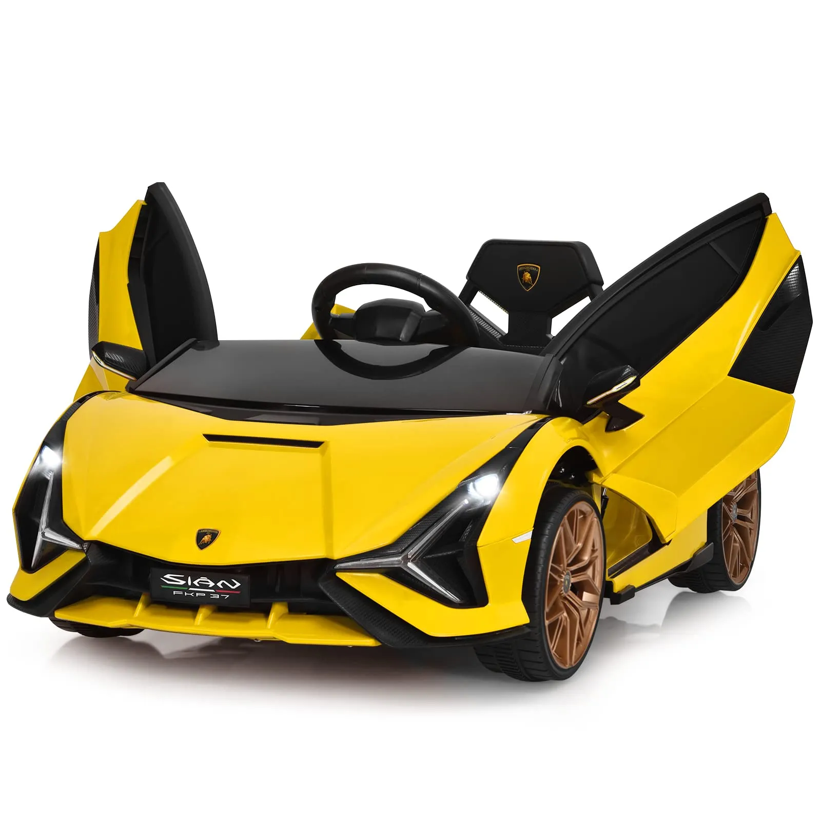 INFANS 12V Licensed Lamborghini Sian Kids Ride on Car with Parent Remote Control, Electric Toy Roadster for Toddler