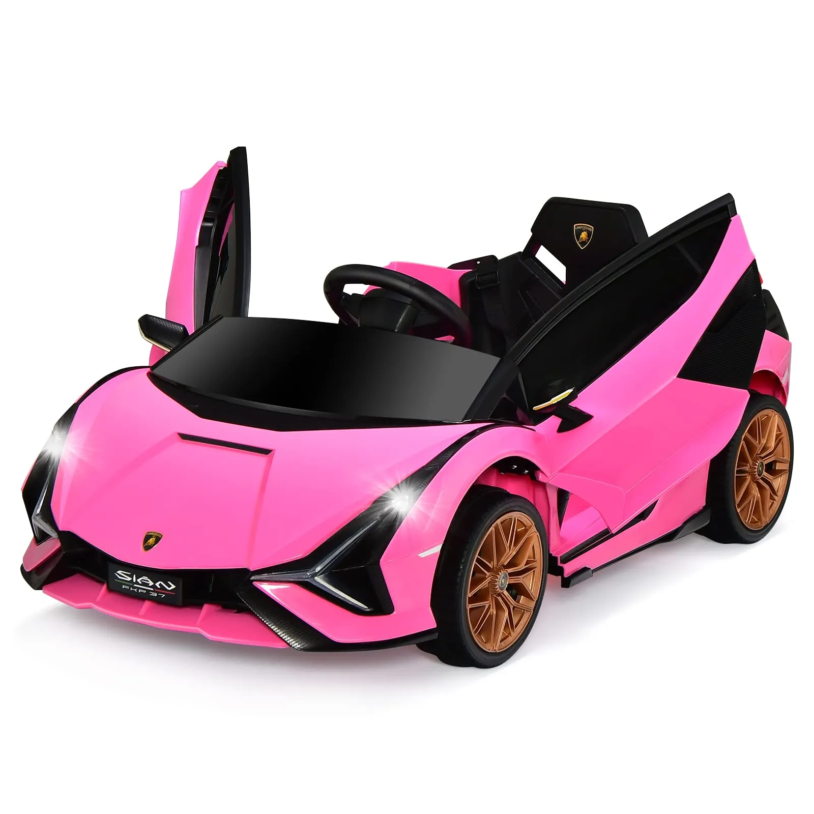 INFANS 12V Licensed Lamborghini Sian Kids Ride on Car with Parent Remote Control, Electric Toy Roadster for Toddler