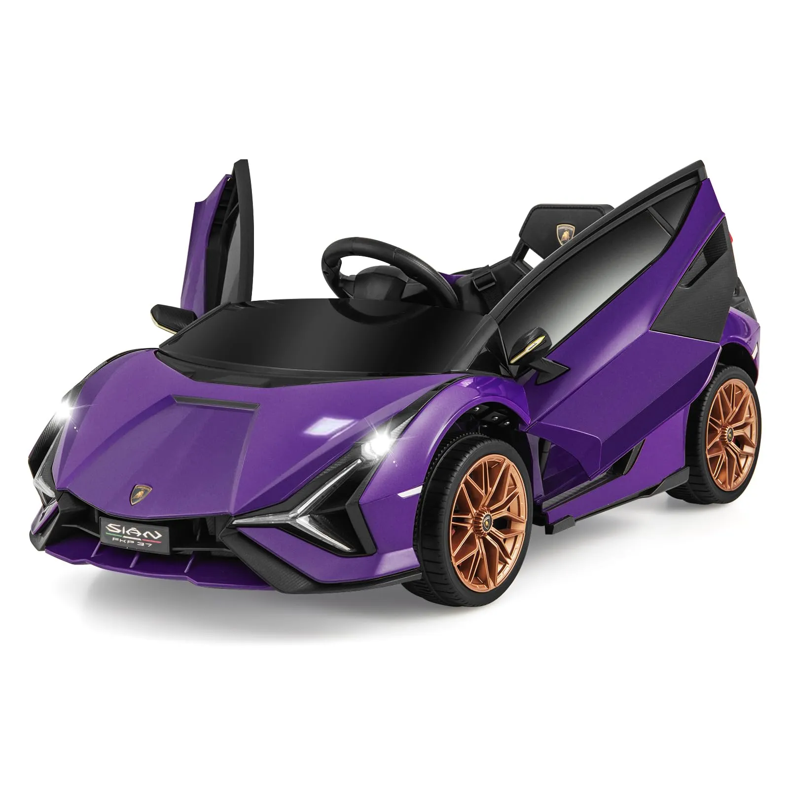 INFANS 12V Licensed Lamborghini Sian Kids Ride on Car with Parent Remote Control, Electric Toy Roadster for Toddler