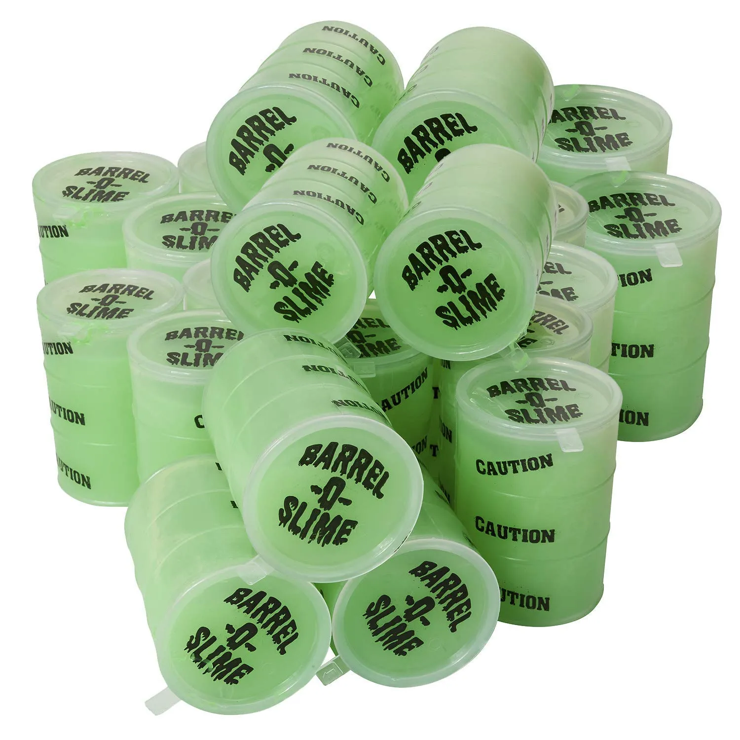 Kicko Glow in the Dark Slime Barrels - 12 Pack, Neon Green Sludgy Gooey Fidget Toys -