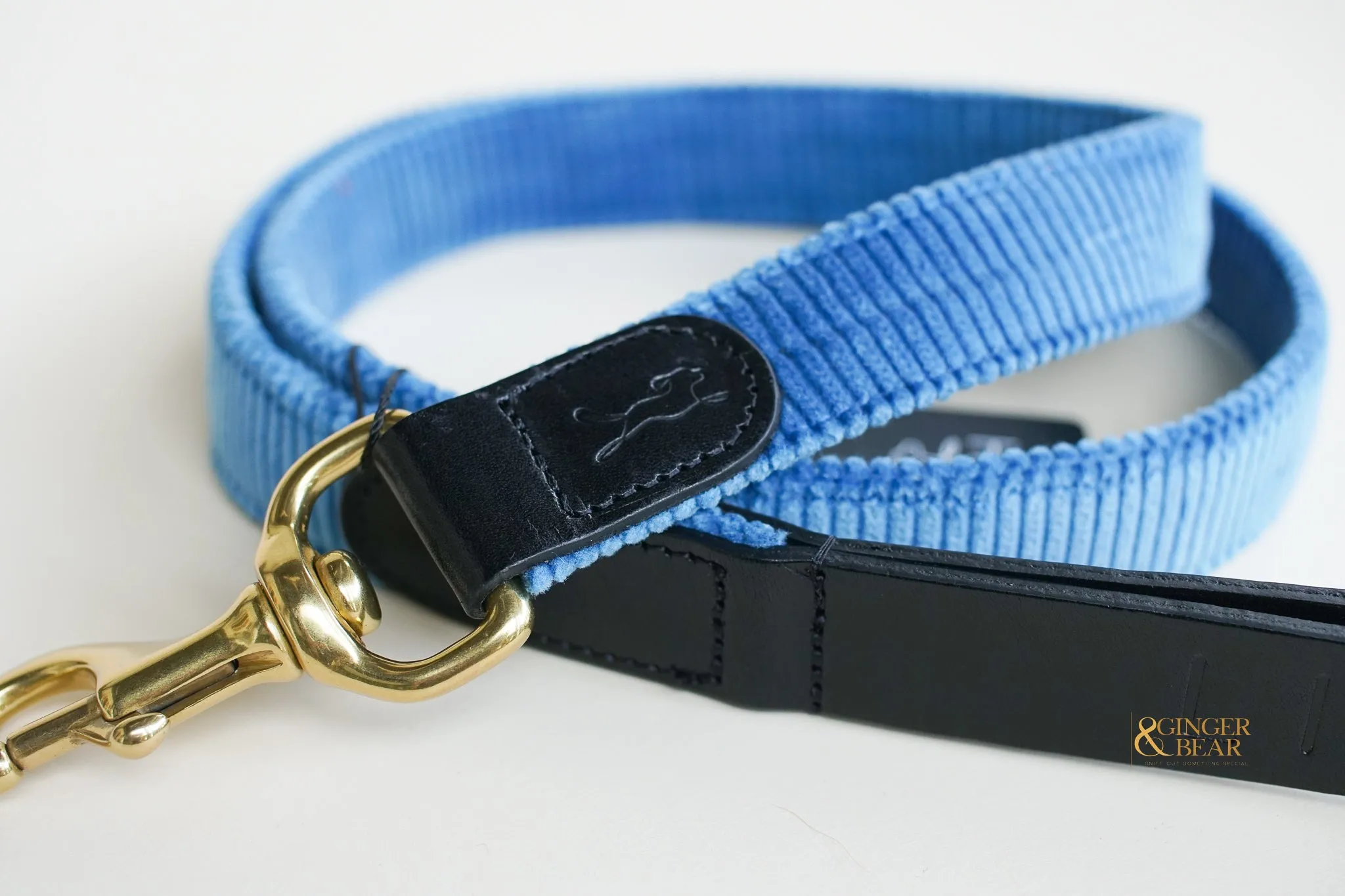 LISH Arnold Blue Wide Wale Corduroy Dog Lead