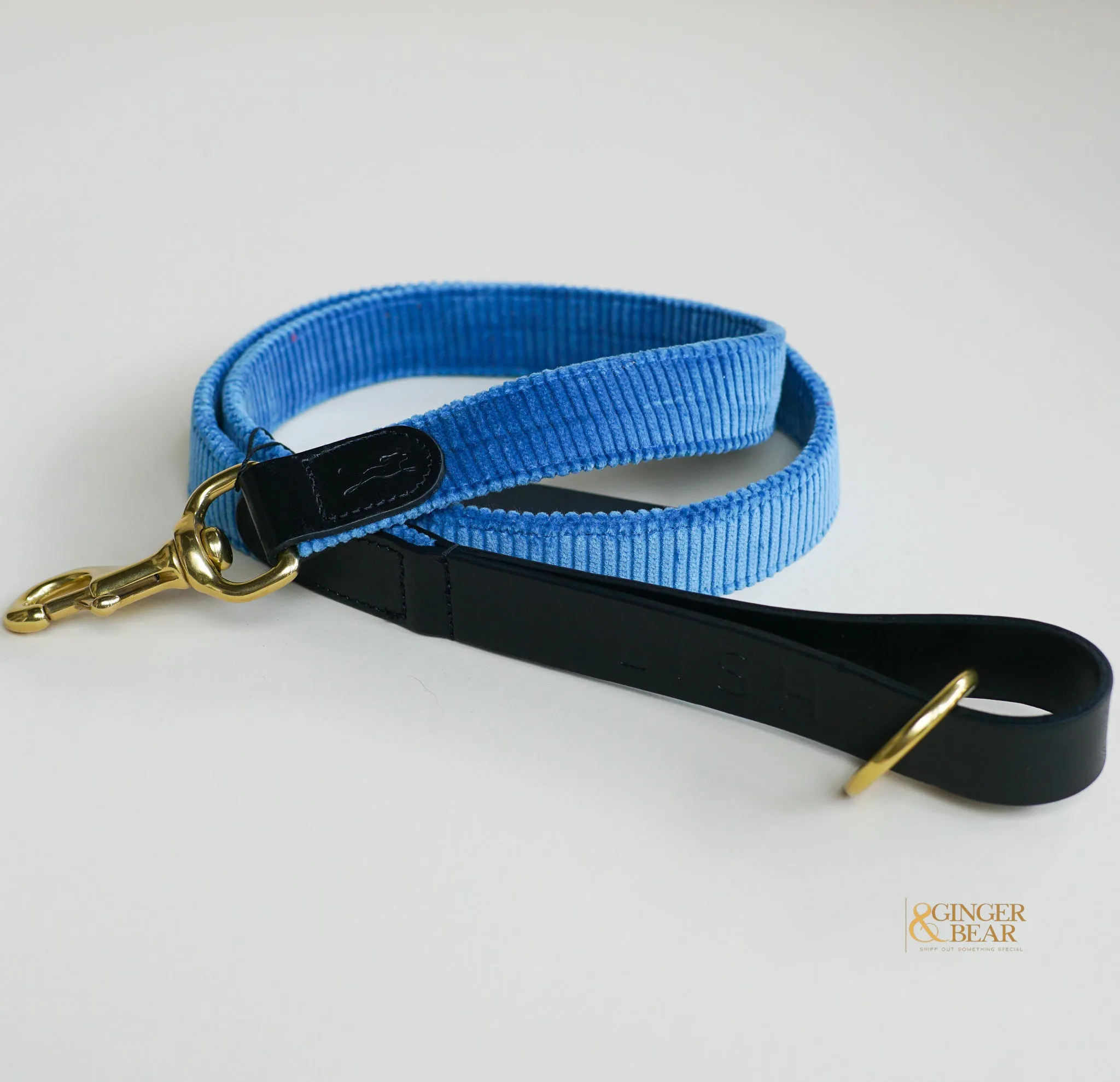 LISH Arnold Blue Wide Wale Corduroy Dog Lead