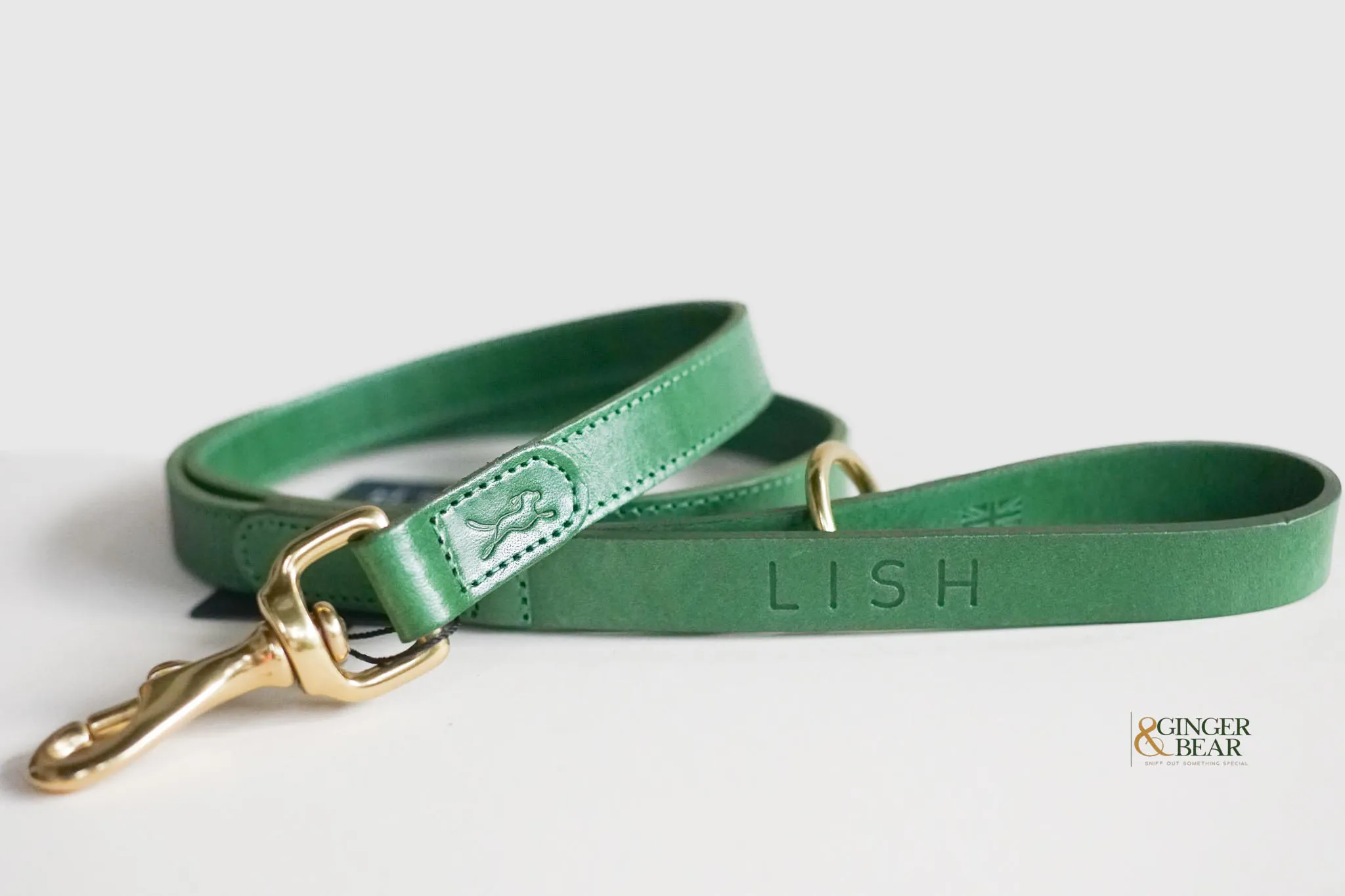 LISH Coopers Avocado Green Italian Leather Dog Lead