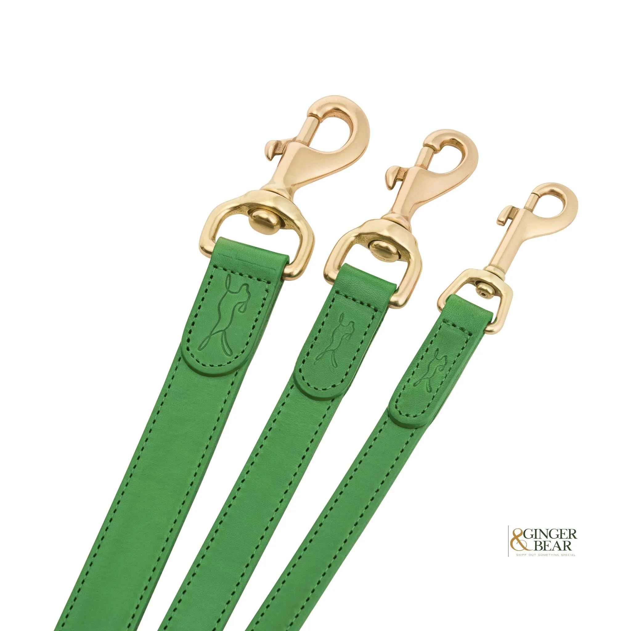 LISH Coopers Avocado Green Italian Leather Dog Lead