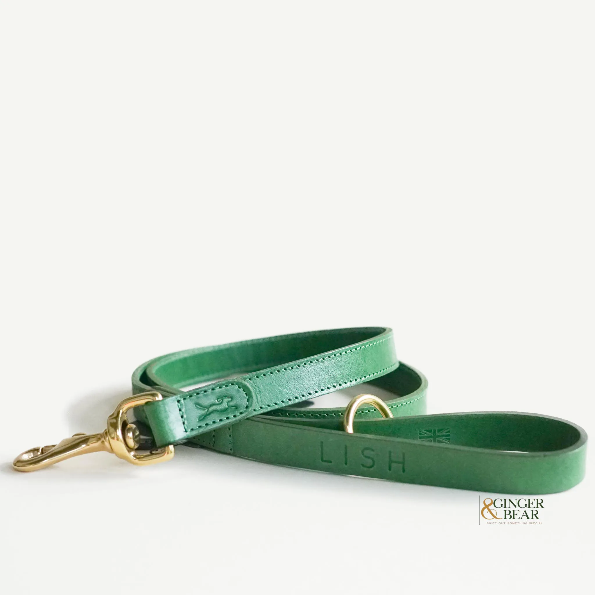 LISH Coopers Avocado Green Italian Leather Dog Lead