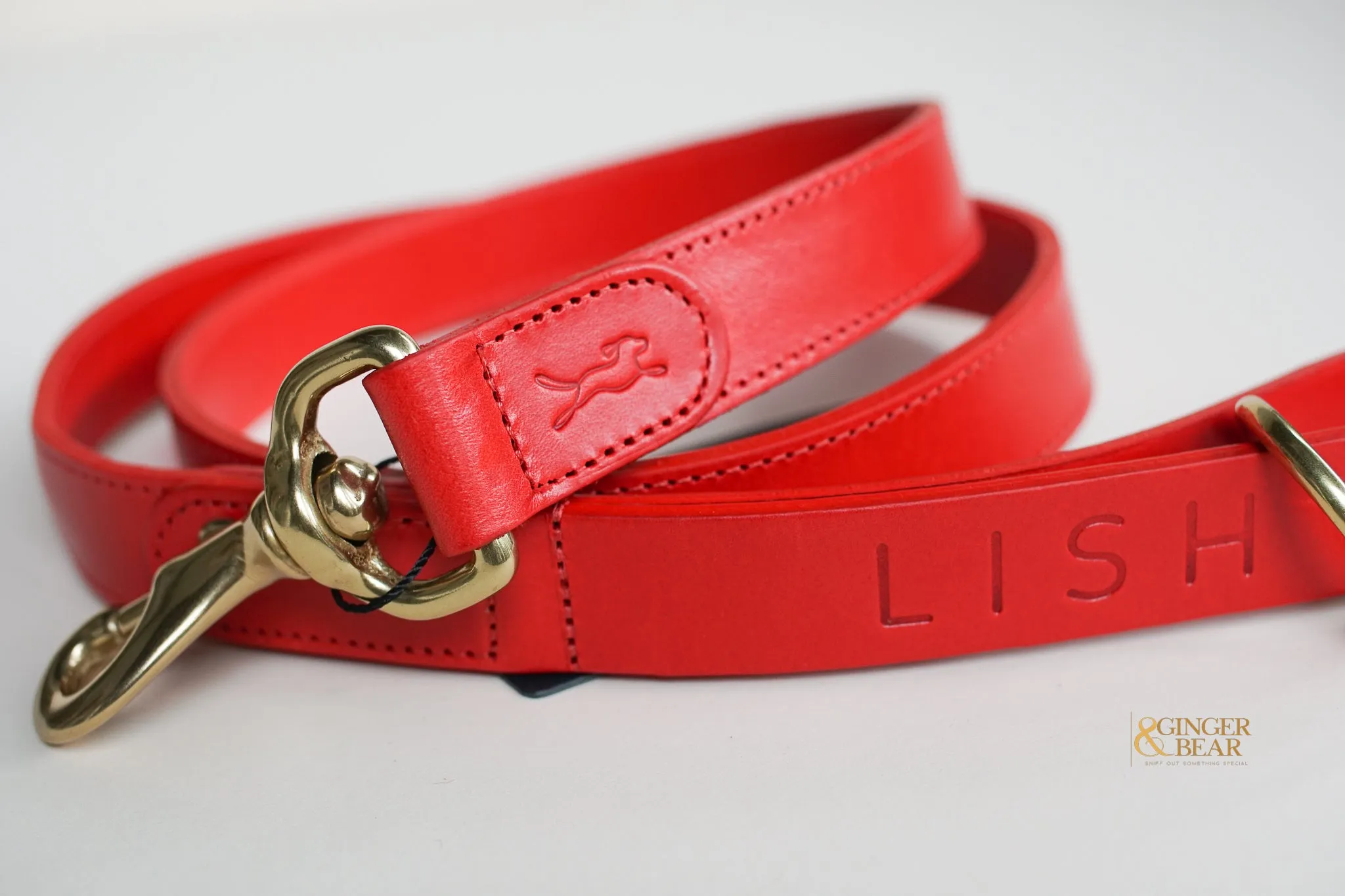 LISH Coopers Cherry Red Italian Leather Dog Lead