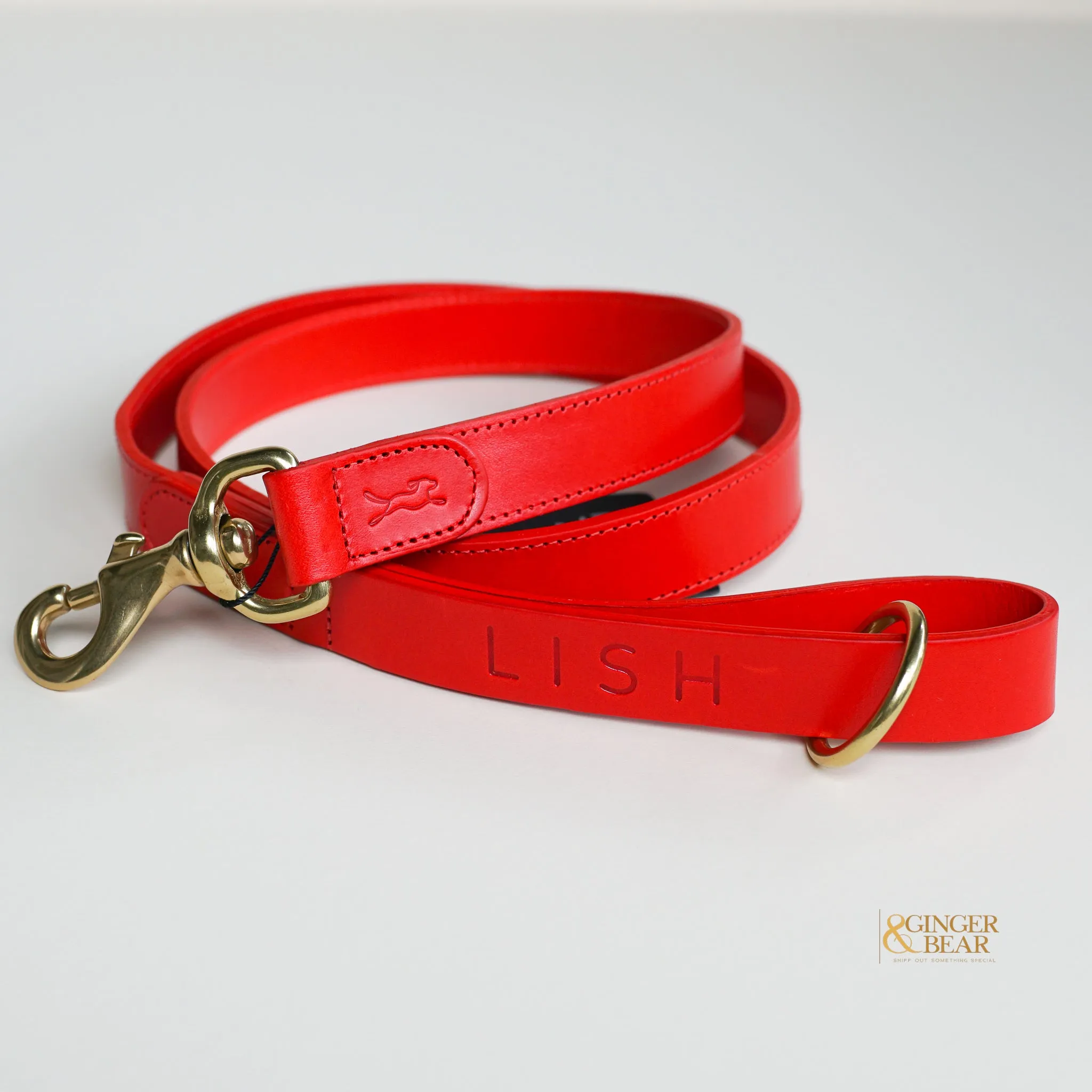 LISH Coopers Cherry Red Italian Leather Dog Lead