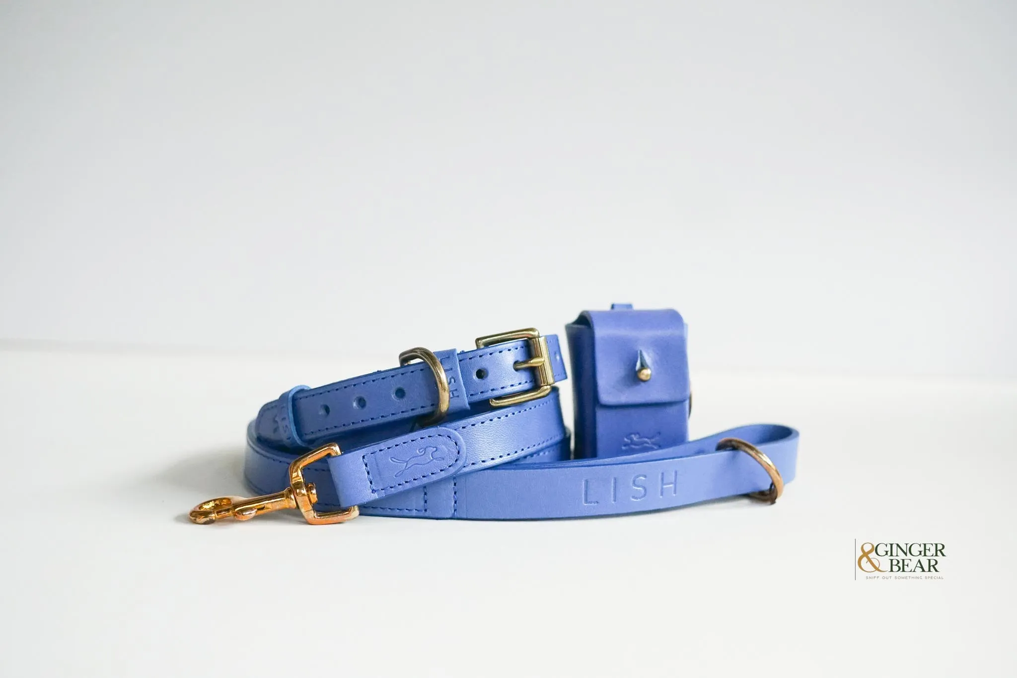 LISH Coopers Cobalt Blue Italian Leather Dog Lead