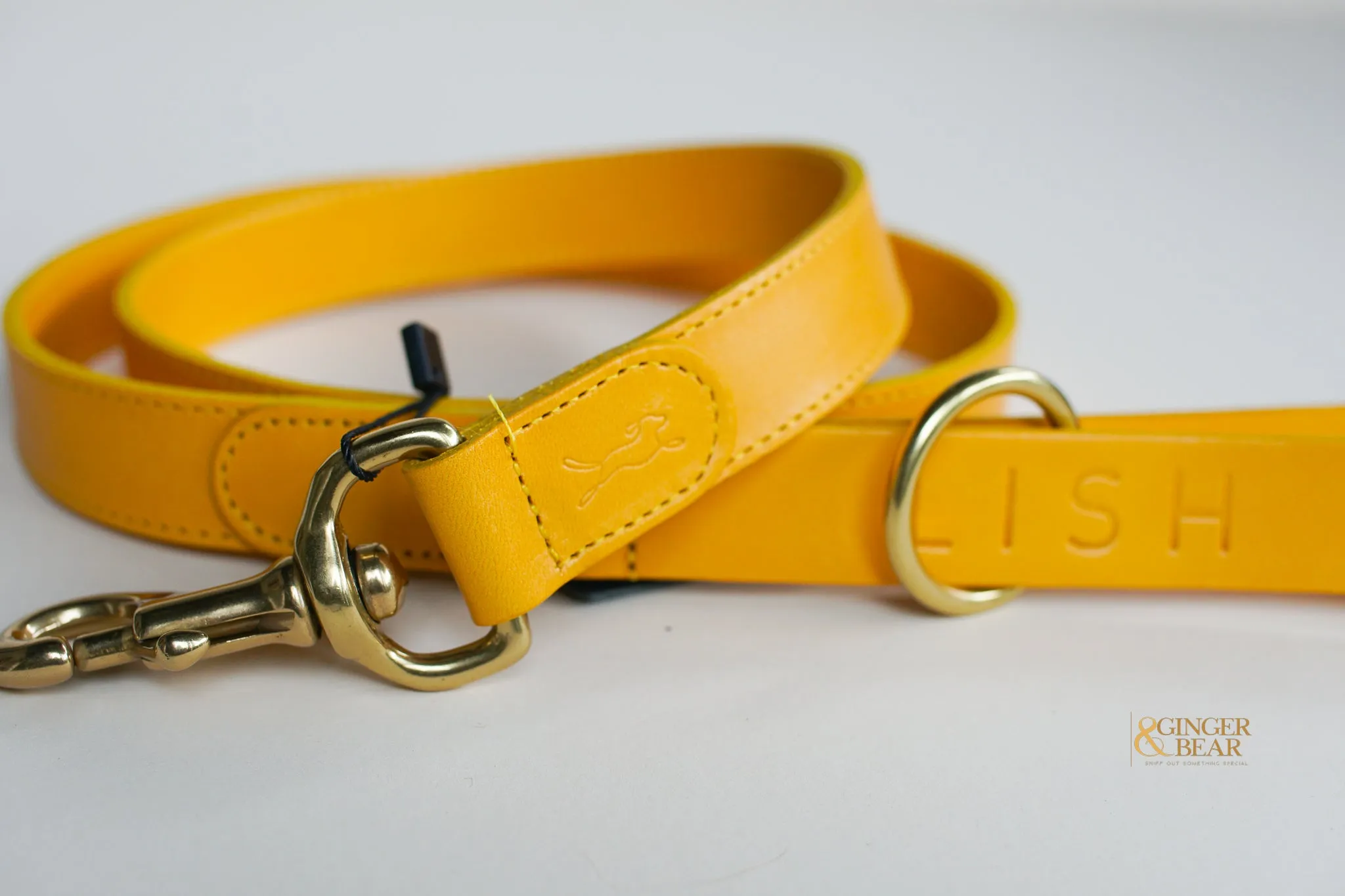 LISH Coopers Lemon Yellow Italian Leather Dog Lead