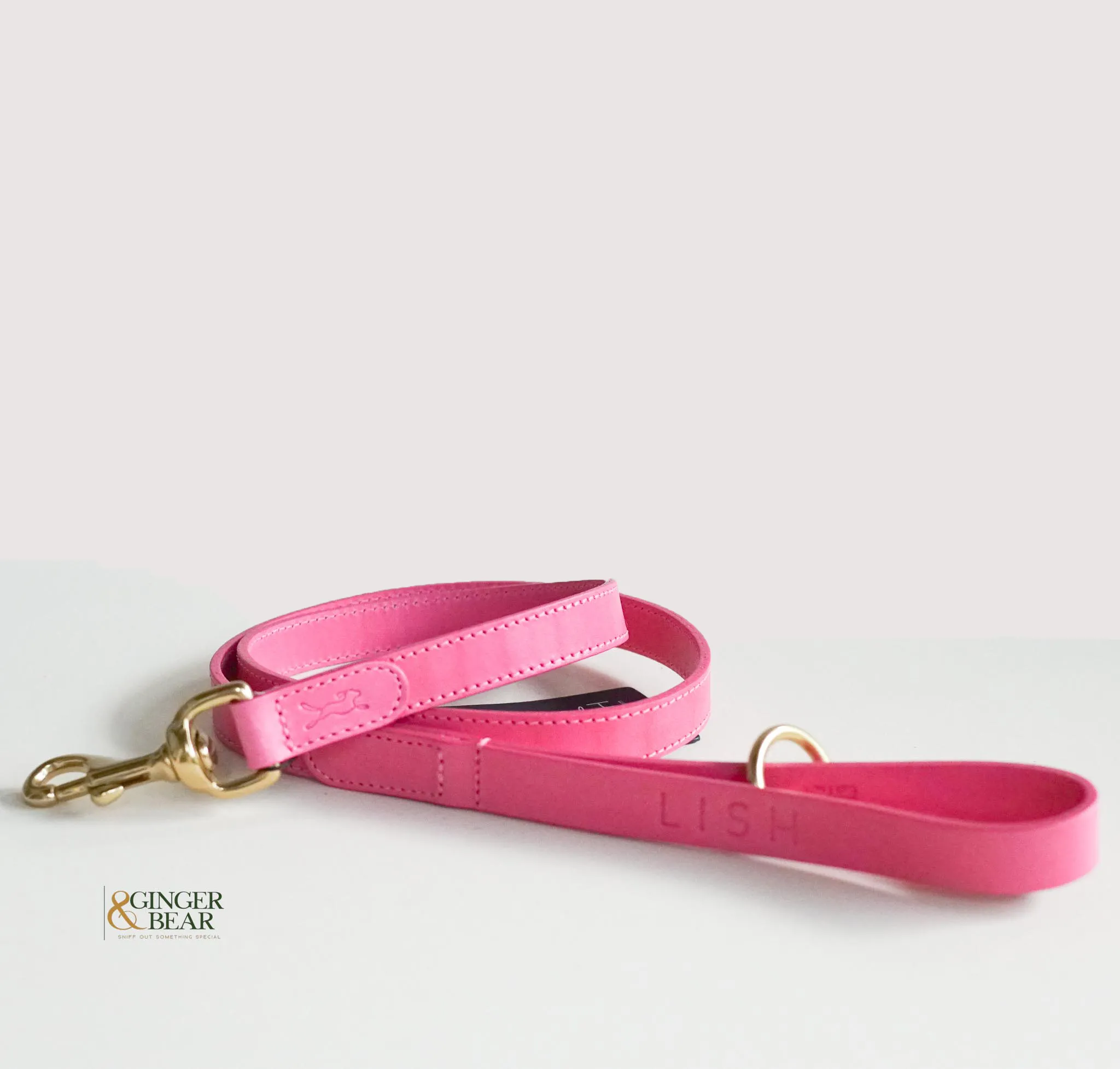 LISH Coopers Rhubarb Pink Italian Leather Dog Lead