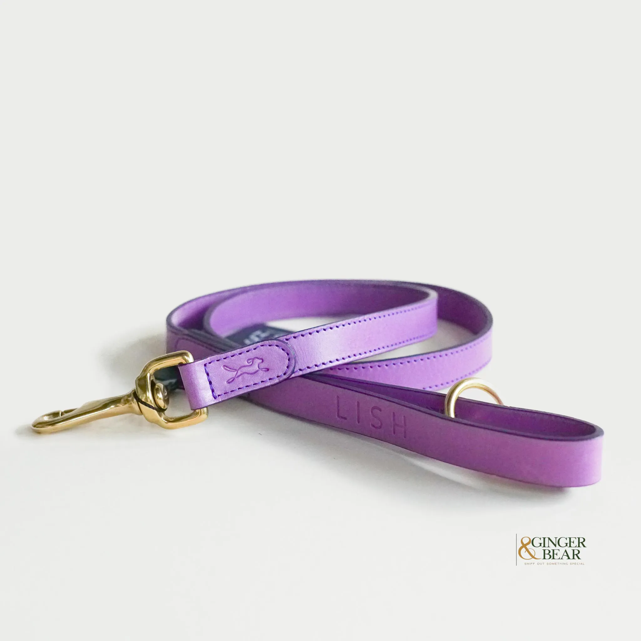 LISH Coopers Violet Purple Italian Leather Dog Lead