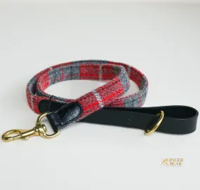 LISH Hanbury Red Tartan Harris Tweed Dog Lead