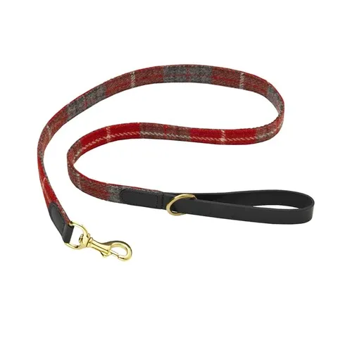 LISH Hanbury Red Tartan Harris Tweed Dog Lead