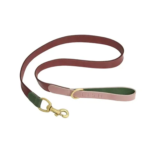 LISH Walter Pink Italian Leather Dog Lead