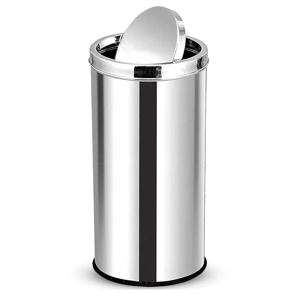 mofna Stainless Steel Swing Type Dustbin - Versatile Trashcan, Wastebin & Recycle Bin for Kitchen, Home, Office - Durable & Stylish (14x24 Inch, 70 Liter, Silver)