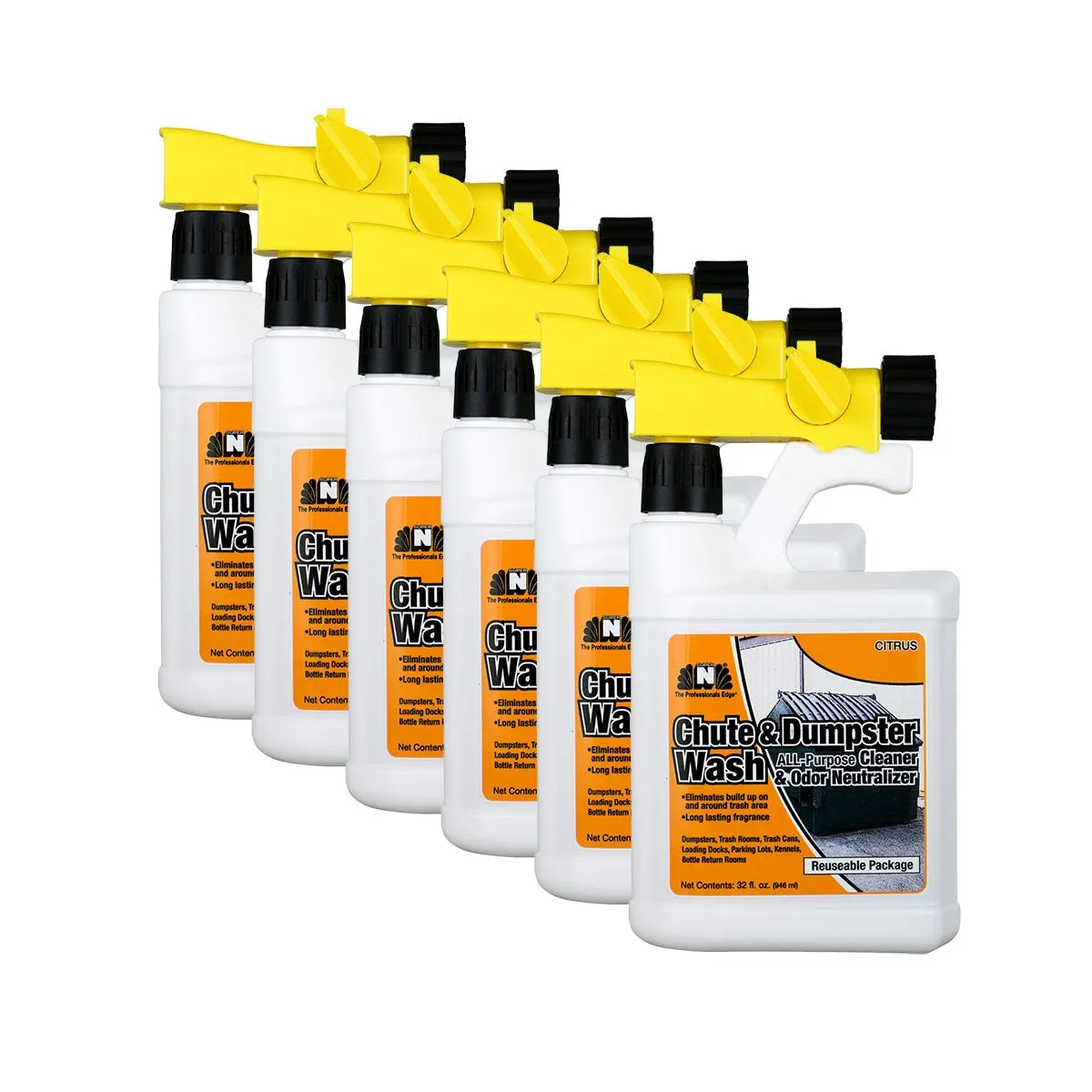 Nilodor® Chute & Dumpster Wash All Purpose Cleaner & Odor Neutralizer (32 oz Bottles) - Case of 6