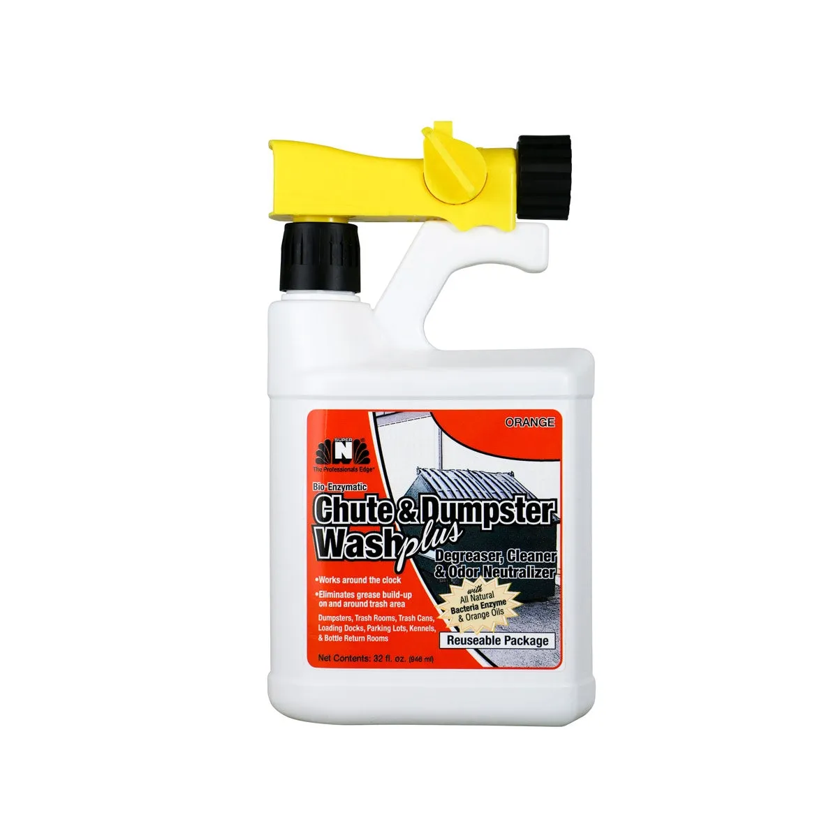 Nilodor® Chute & Dumpster Wash PLUS Bio-Enzymatic Degreaser, Cleaner & Odor Neutralizer (32 oz Bottles) - Case of 6