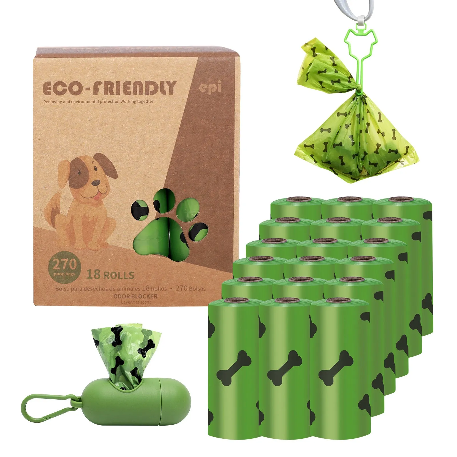 Outdoor Degradable Dog Waste Bag Environmental Protection Stool Bag Car Pet Garbage Bag with Dog Distributor