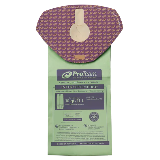 ProTeam 10 qt. Intercept Micro Filter Bag, Closed Collar, Fits ProTeam Super Coach Pro 10 and GoFit 10 Backpack Vacuums (10 pk.) #107680