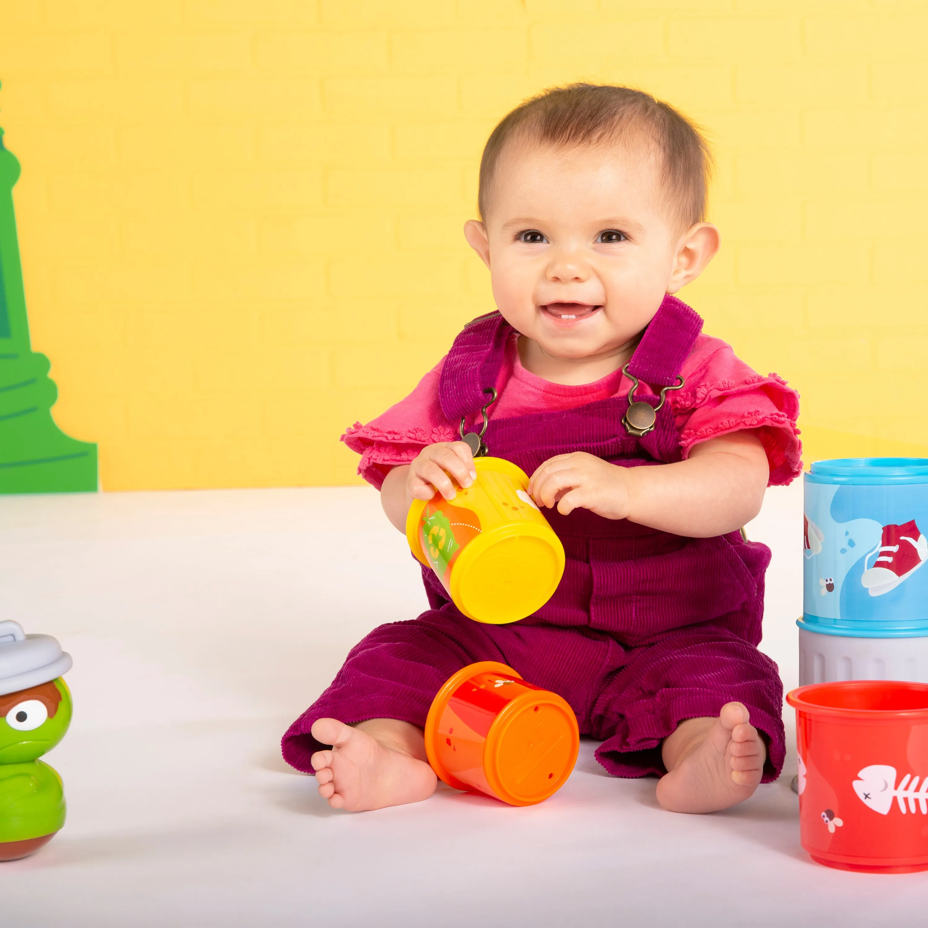 Sesame Street Oscar the Grouchs Stacking Cans Baby Learning Toy Stacking Cups