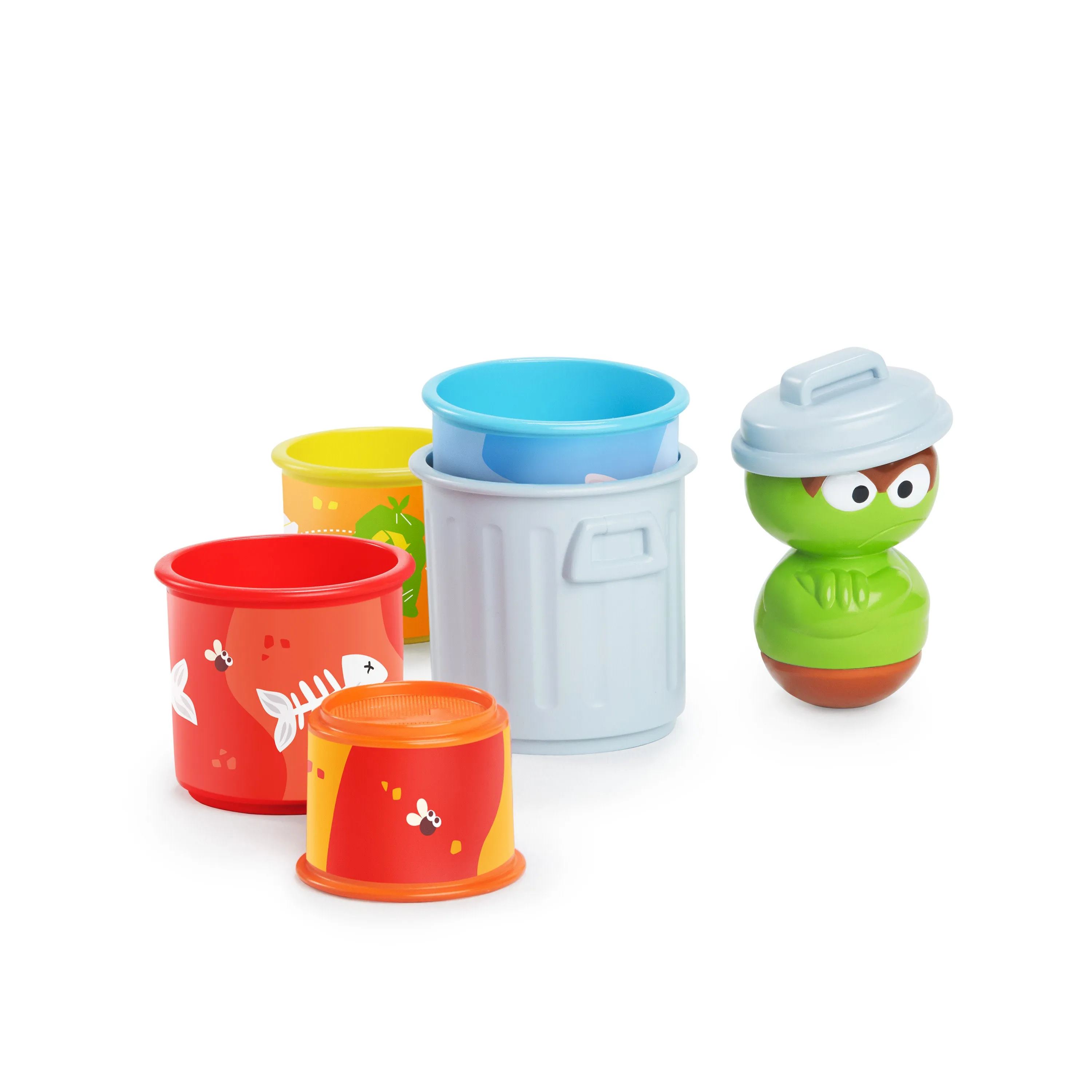 Sesame Street Oscar the Grouchs Stacking Cans Baby Learning Toy Stacking Cups