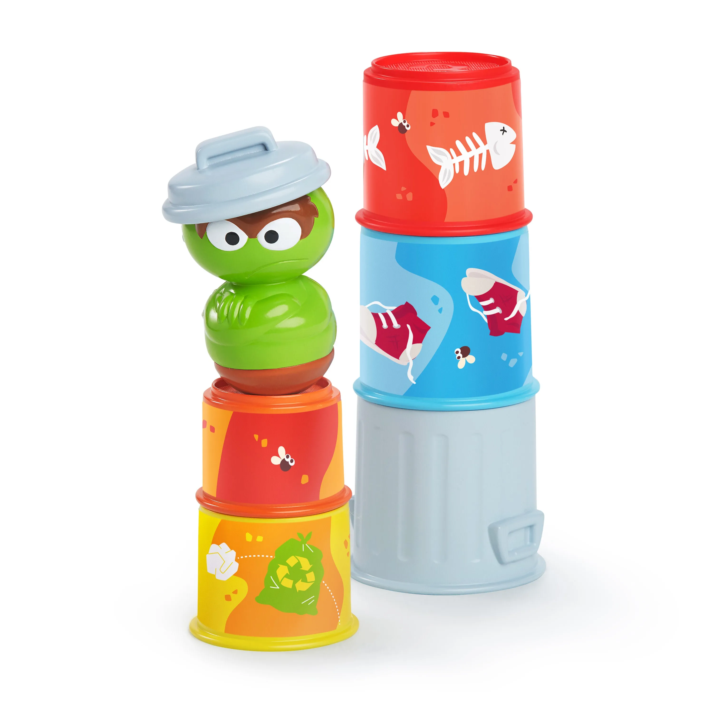 Sesame Street Oscar the Grouchs Stacking Cans Baby Learning Toy Stacking Cups