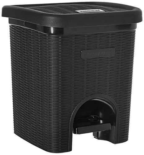 Signoraware 12 Liters Modern Lightweight Pedal Dustbin / Thrash Can Dustbins with Lid for Home Office / Non Garbage Smell / Unbreakable Single Mould / Heavy Duty Kitchen Bedroom Bathroom (12Ltr Black)