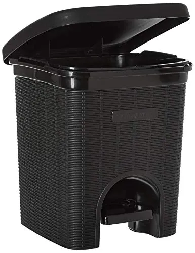 Signoraware 12 Liters Modern Lightweight Pedal Dustbin / Thrash Can Dustbins with Lid for Home Office / Non Garbage Smell / Unbreakable Single Mould / Heavy Duty Kitchen Bedroom Bathroom (12Ltr Black)