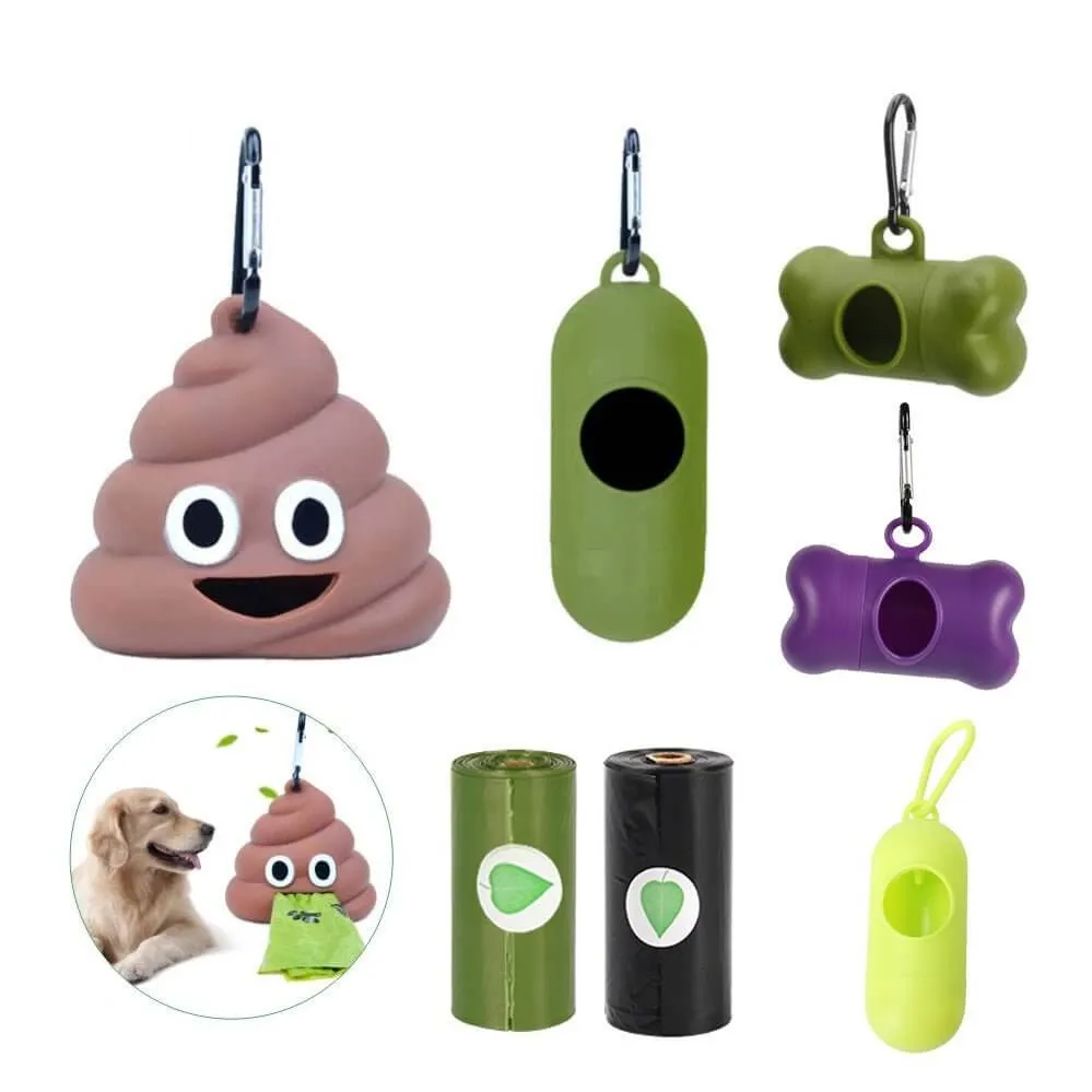 Soft Dog Poop Bag Dispenser Poop-shaped and Bone-shaped