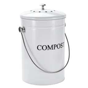 Stainless Steel Kitchen Counter Compost Bin With Lid - Charcoal Filter