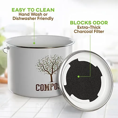 Third Rock 1.0 Gallon Kitchen Compost Bin Countertop Charcoal Filter Included