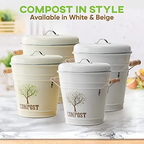 Third Rock Compost Bin Kitchen – 1.3 Gallon Countertop Compost Bin with Lid – Kitchen Compost Bin Countertop – Indoor Compost Bin Kitchen Counter Includes Inner Compost Bucket Liner - Indoor Composter